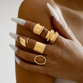 Chunky Gold Rings Set - Stackable Statement Rings